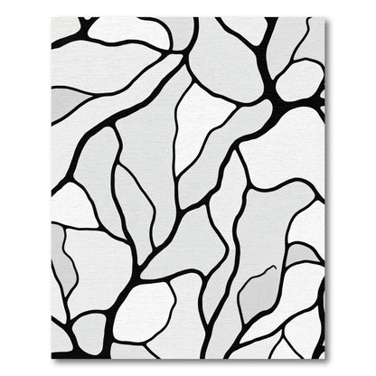 Monochrome Organic Contour Lines Abstract Rug