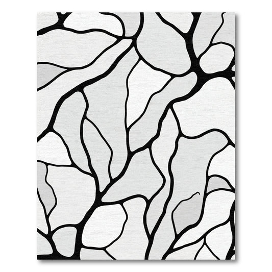 Monochrome Organic Contour Lines Abstract Rug