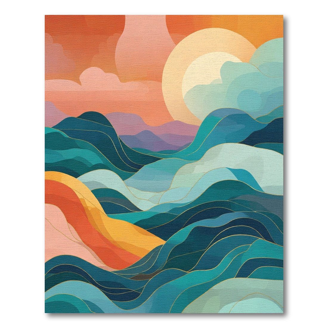 Sunset Waves Abstract Landscape Rug