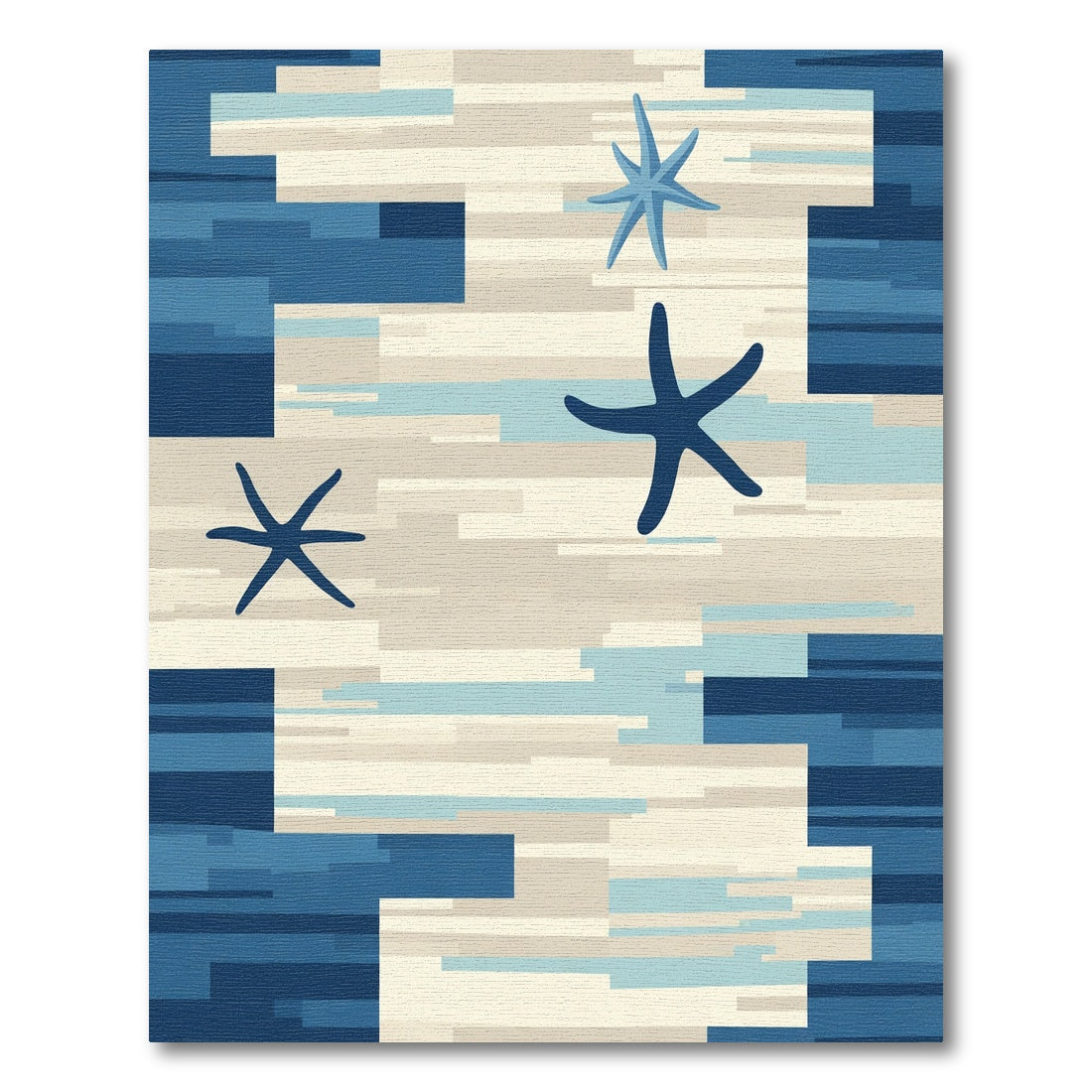 Abstract Blue Starfish Beach Stripe Rug
