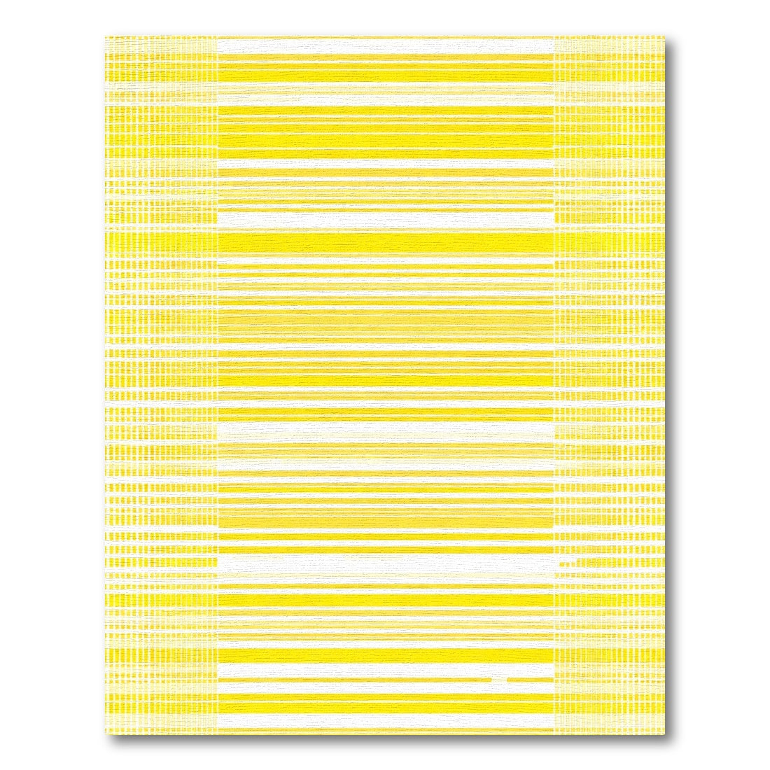 Bright Yellow Horizontal Stripe Grid Rug