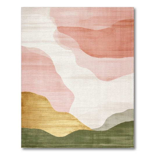 Pink Abstract Wave Area Rug