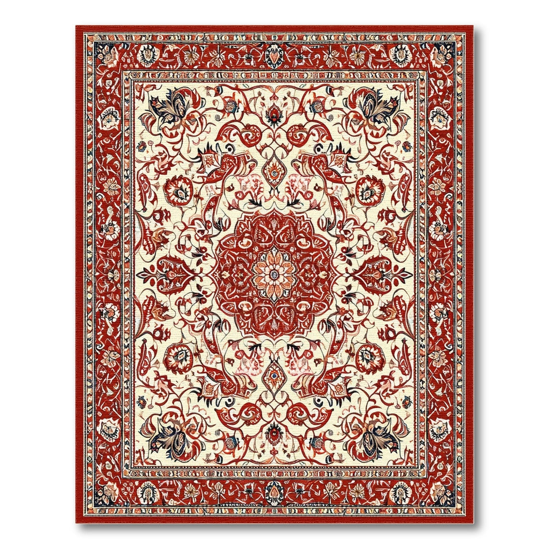 Red Persian Floral Medallion No. 16 Area Rug