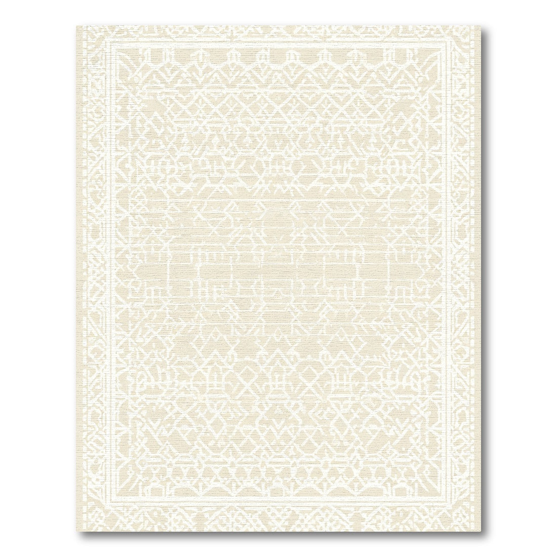 Light Beige Intricate Geometric Tapestry Rug