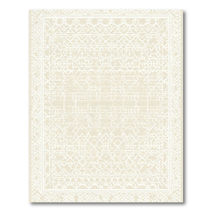 Light Beige Intricate Geometric Tapestry Rug