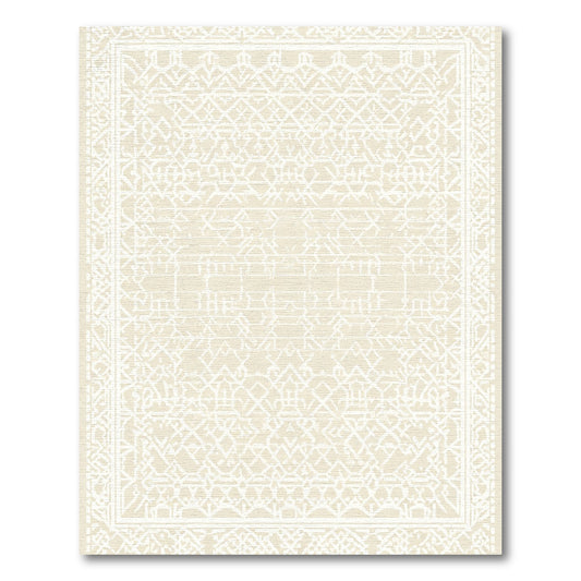 Light Beige Intricate Geometric Tapestry Rug