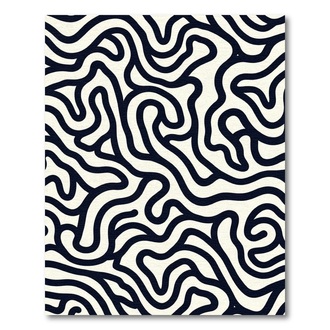 Dark Navy Cream Labyrinth Swirl Rug