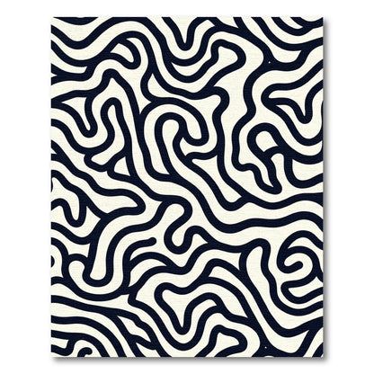 Dark Navy Cream Labyrinth Swirl Rug