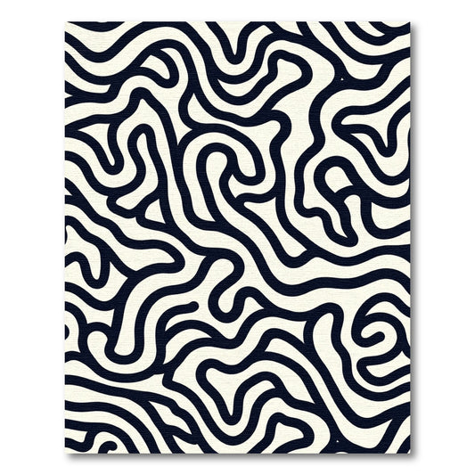 Dark Navy Cream Labyrinth Swirl Rug