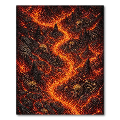 Inferno Skull Lava Red Area Rug