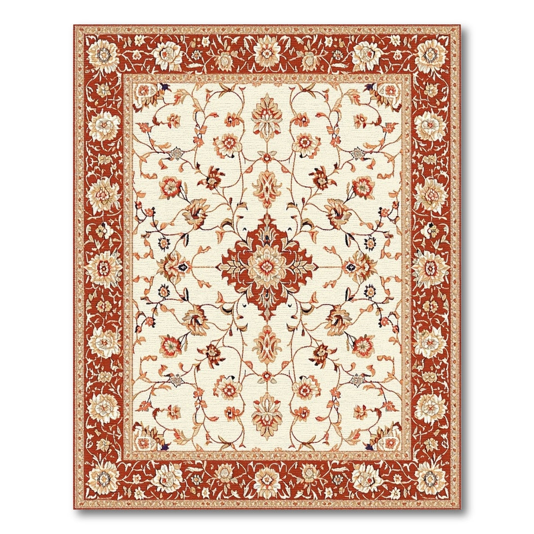 Floral Red Floral Traditional Persian Area Rug