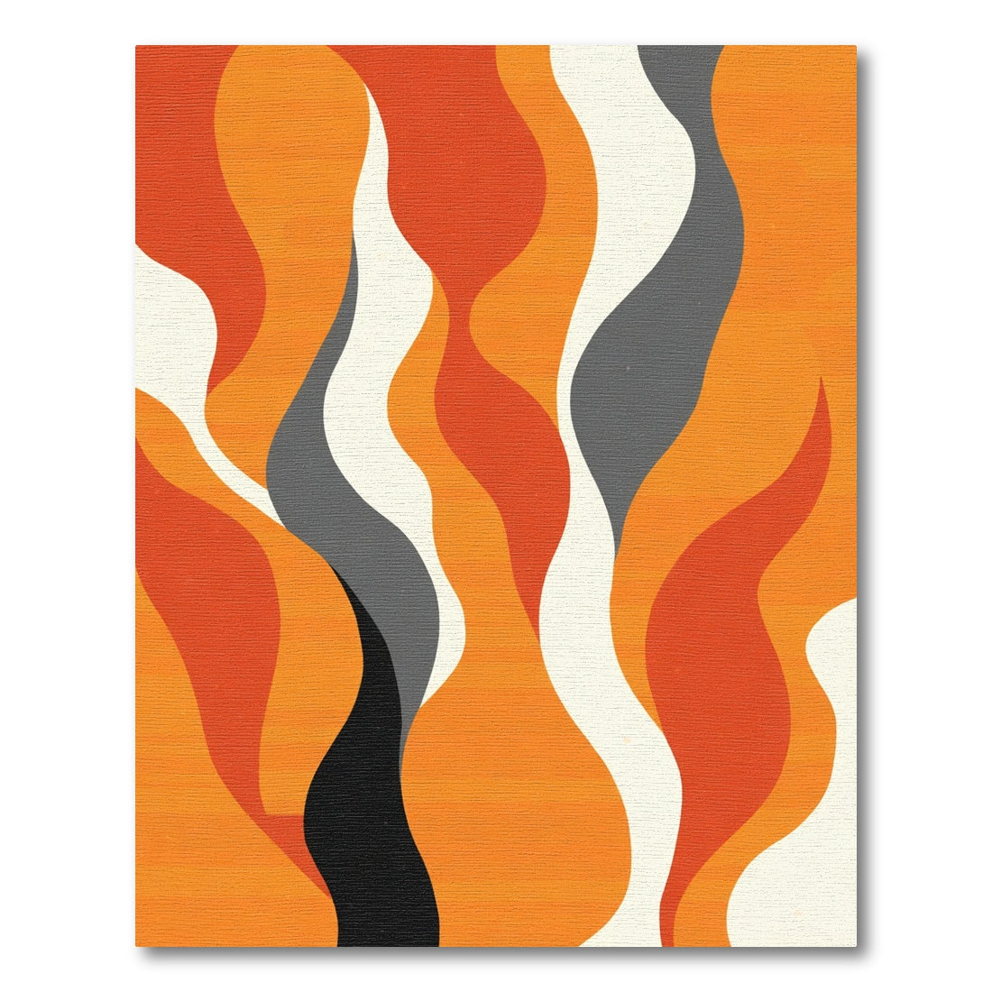 Orange Cream Gray Abstract Waves Rug