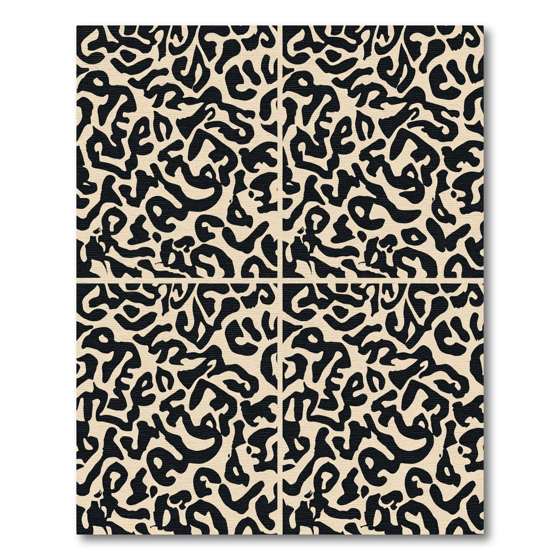 Abstract Black Cream Organic Overlay Rug