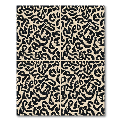 Abstract Black Cream Organic Overlay Rug