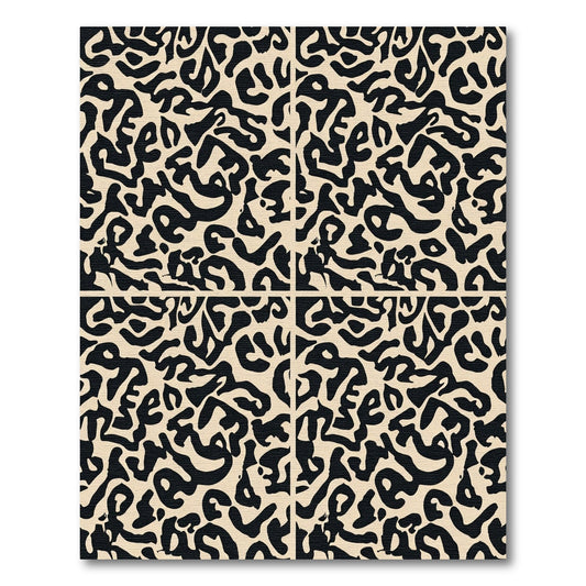 Abstract Black Cream Organic Overlay Rug