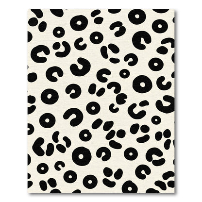 Black Cheetah Spots Cream Background Rug