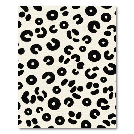 Black Cheetah Spots Cream Background Rug