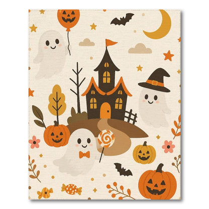Cute Halloween Ghost Pumpkin Kids Cartoon Area Rug