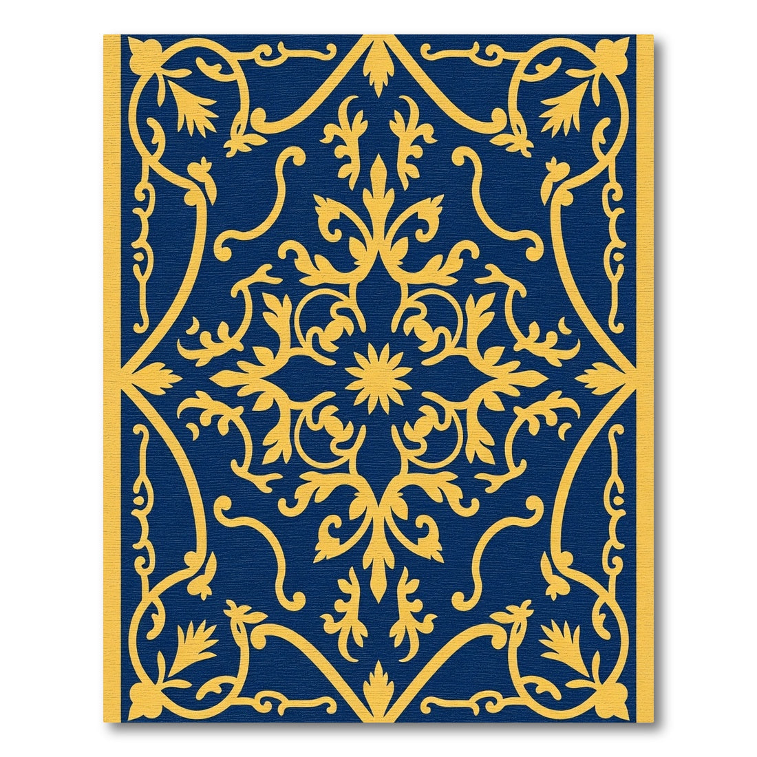 Golden Filigree on Navy Blue Rug