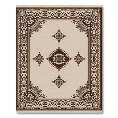 Antique Sepia Floral Medallion Border Rug