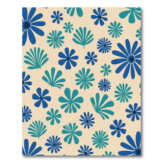 Retro Blue Flower Garden Rug