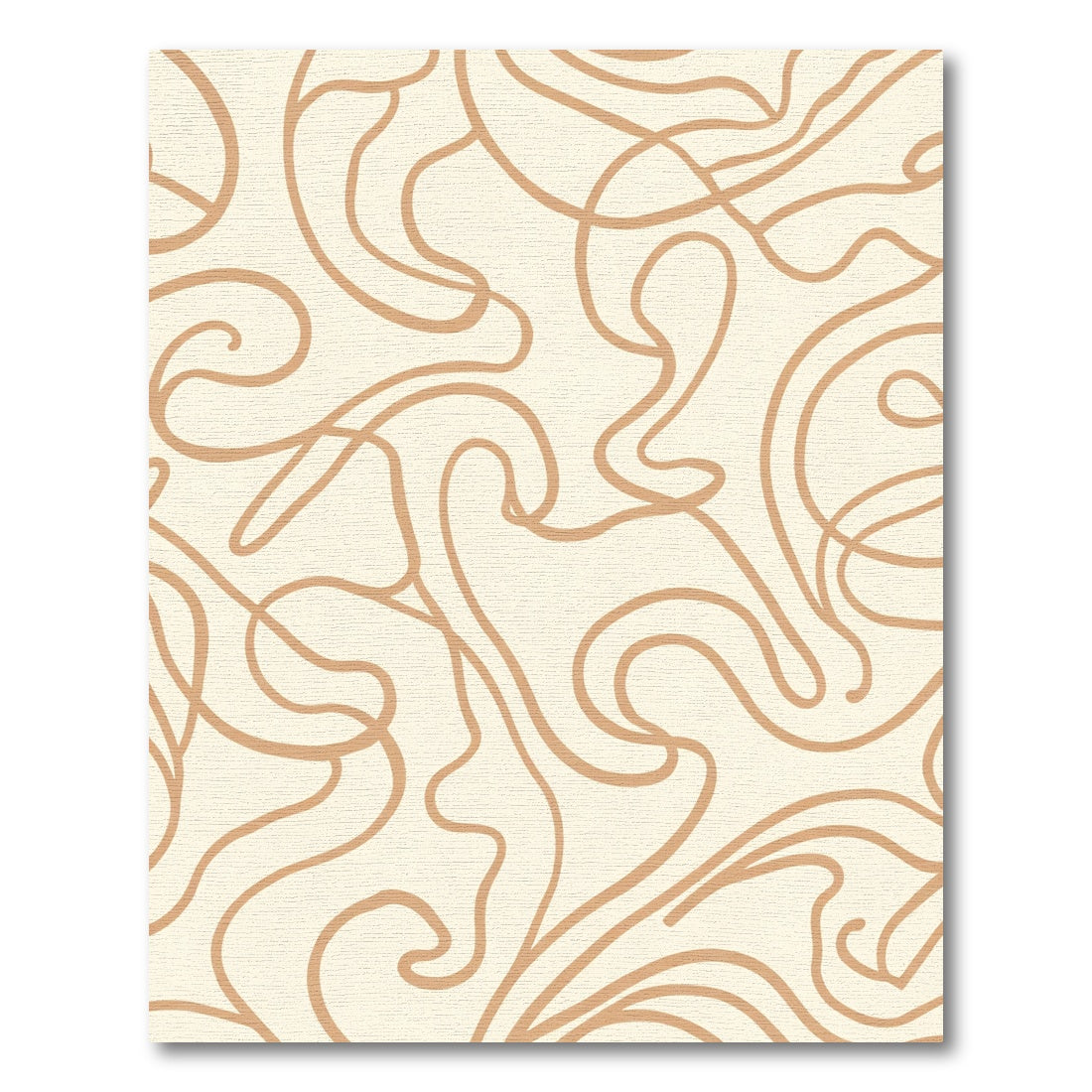 Cream and Tan Abstract Swirl Rug