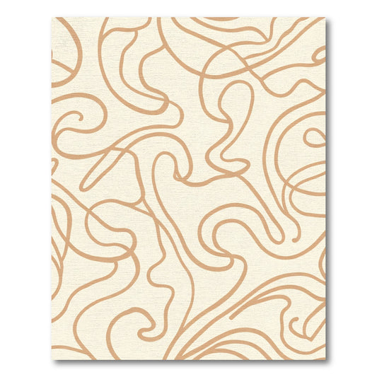 Cream and Tan Abstract Swirl Rug