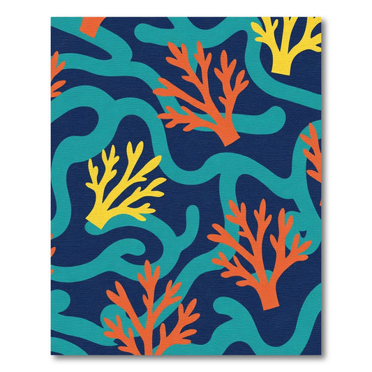 Oceanic Coral Branch Waves Rug