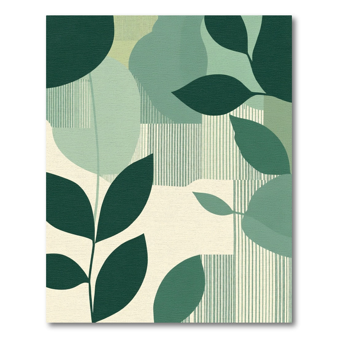 Earthy Green Leafy Terraced Rug