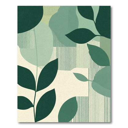 Earthy Green Leafy Terraced Rug