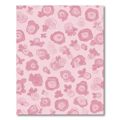 Soft Pink Floral Swirl Arrangement Rug