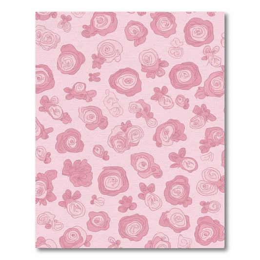 Soft Pink Floral Swirl Arrangement Rug