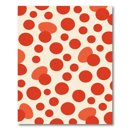 Crimson Circles Scattered Abstract Rug