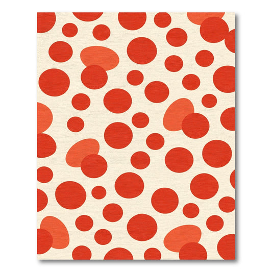 Crimson Circles Scattered Abstract Rug