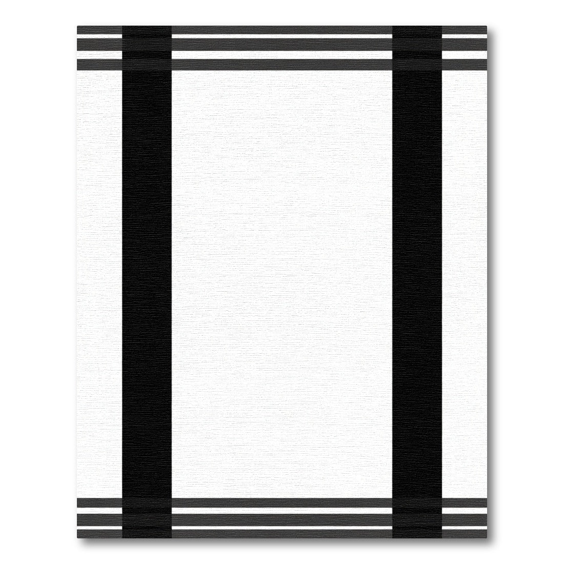 Bold Black White Plaid Border Rug