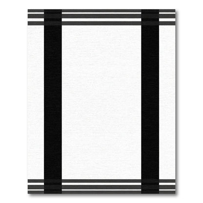 Bold Black White Plaid Border Rug