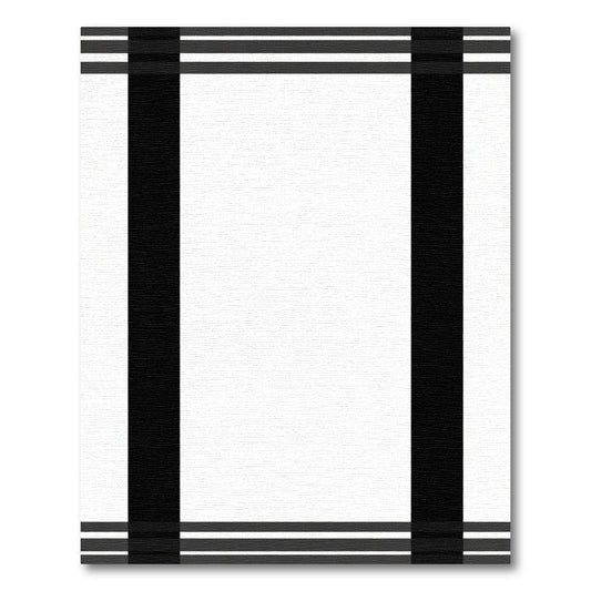 Bold Black White Plaid Border Rug