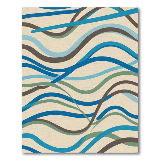 Cool Blue And Brown Wavy Lines Rug