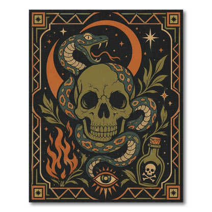 Mystic Skull Serpent Washable Area Rug
