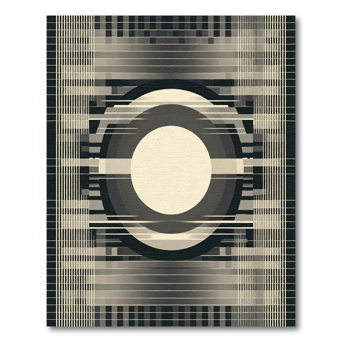 Monochrome Circles And Grid Rug