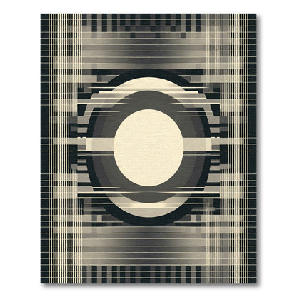 Monochrome Circles And Grid Rug