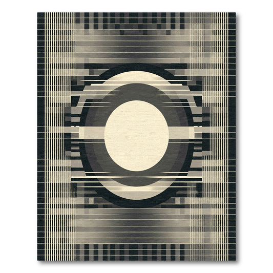 Monochrome Circles And Grid Rug