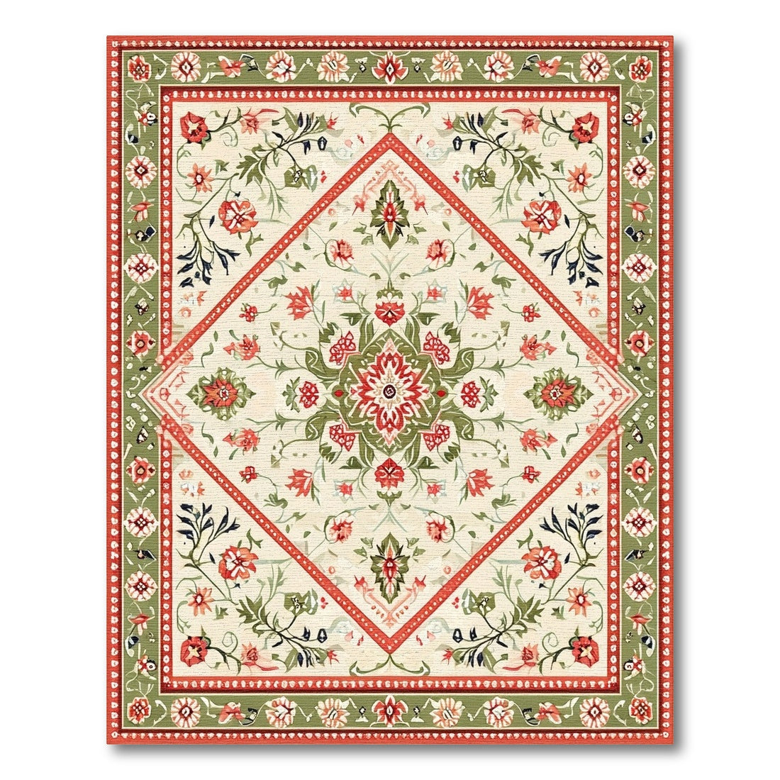 Red Medallion Red Floral Medallion Vintage Area Rug