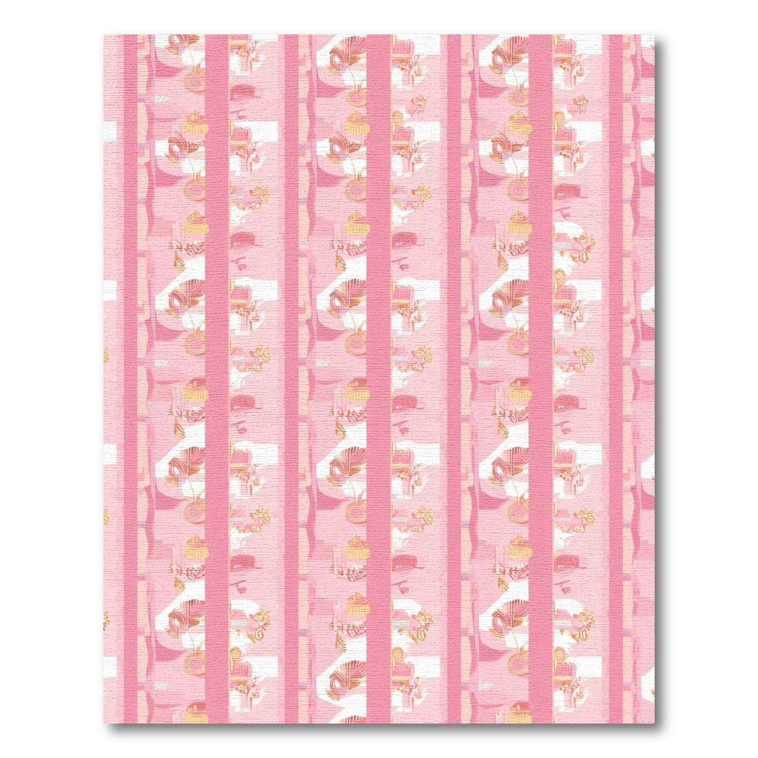 Pink Pastel Striped Floral Vignette Rug