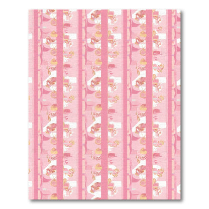 Pink Pastel Striped Floral Vignette Rug