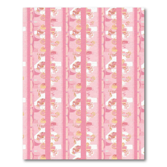 Pink Pastel Striped Floral Vignette Rug