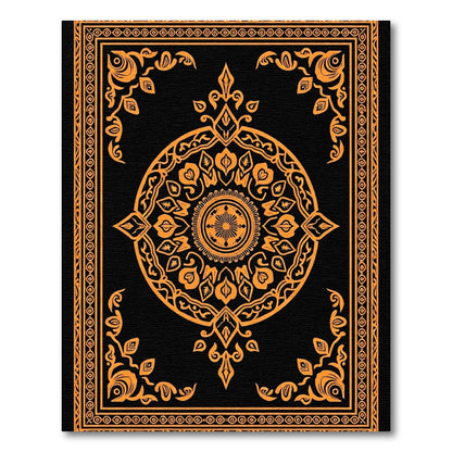 Orange Floral Medallion Frame Rug