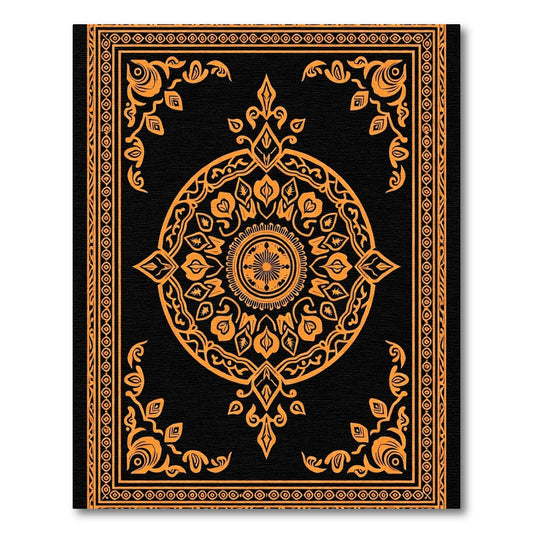 Orange Floral Medallion Frame Rug
