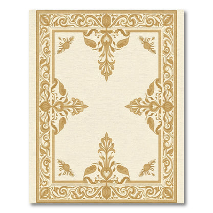 Golden Ornate Scrollwork Border Rug
