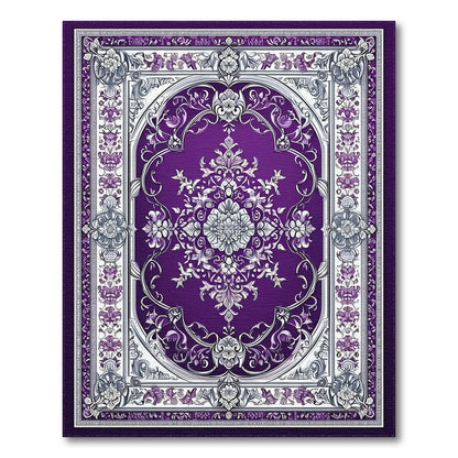 Traditional Persian Purple Floral Medallion Area Rug